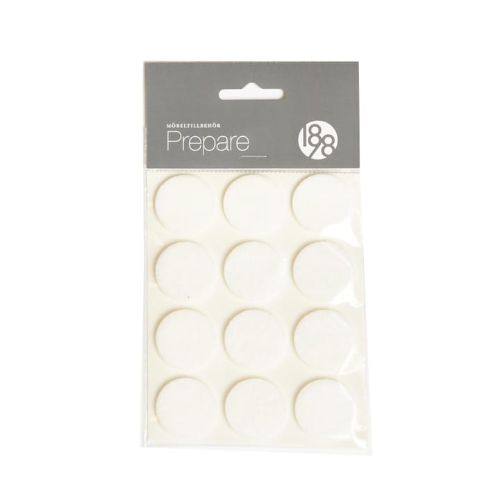 Prepare furniture フロア保護 - White, self-adhesive felt, ø28 mm, 12 pcs - 1898