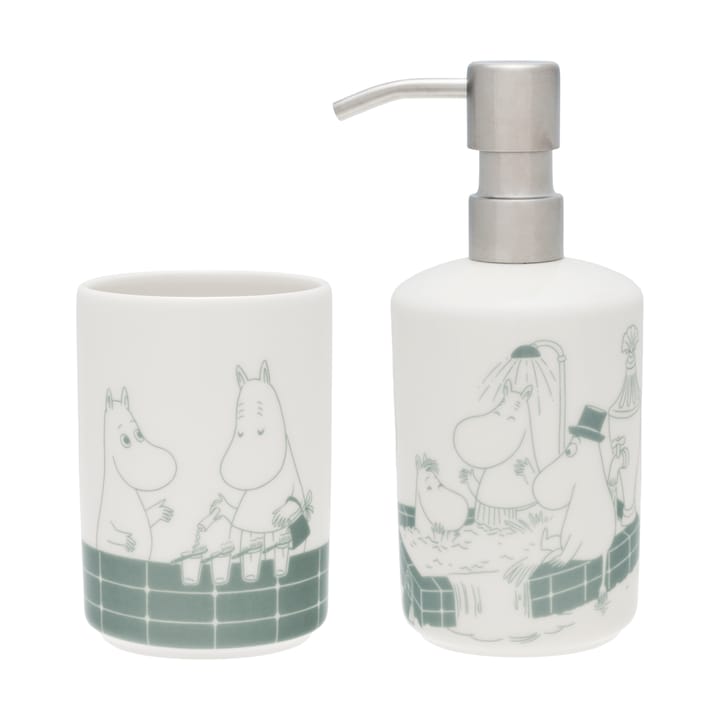 ムーミン ソープディスペンサー ＆ 歯ブラシホルダー - Bath time green-white - Arabia | アラビア