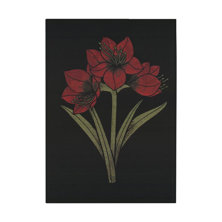 Kapamaryllis キッチンタオル 48x70 cm - Black-red - Ekelund Linneväveri