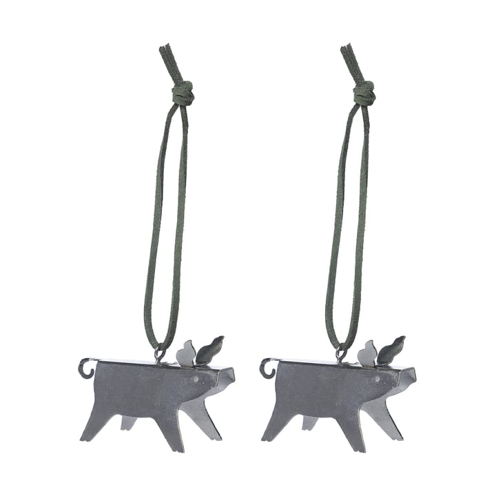 Ernst クリスマスオーナメント pig 2点セット, Silver 7 cm ERNST | エルンスト