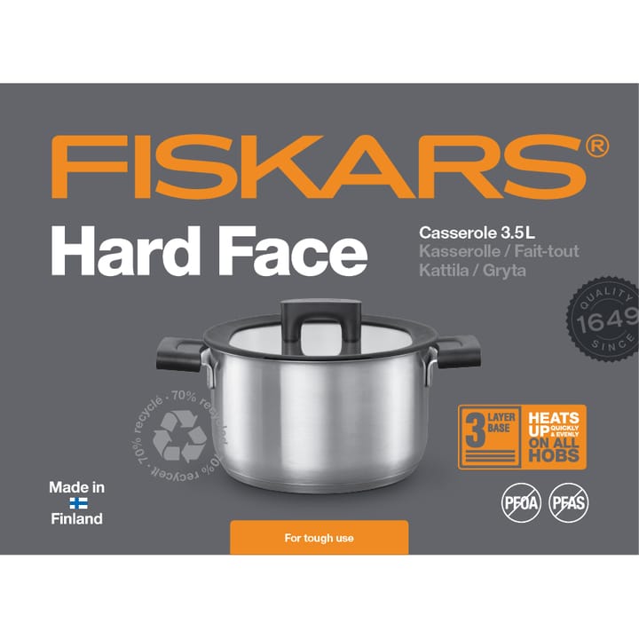 Hard Face スチール キャセロール 蓋付き, 3.5 l Fiskars | フィスカース