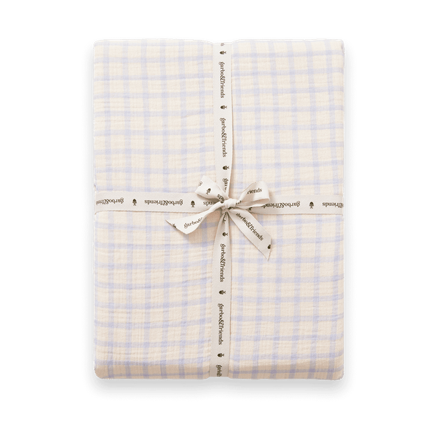 Gingham Sky Blue Muslin シーツ - 160x200x30 cm - Garbo&Friends