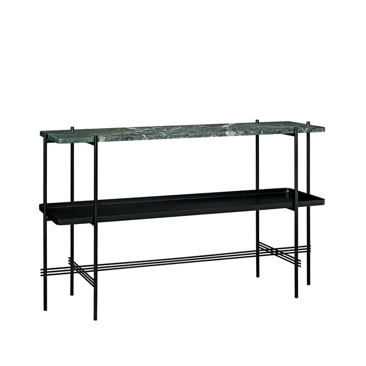 TS コンソール テーブル 120x30x72 cm - Green guatemala marble, black legs, with tray - GUBI | グビ