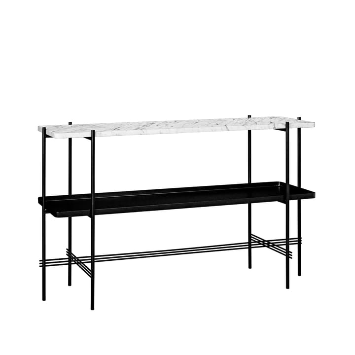 TS コンソール テーブル 120x30x72 cm - White carrara marble, black legs, with tray - GUBI | グビ