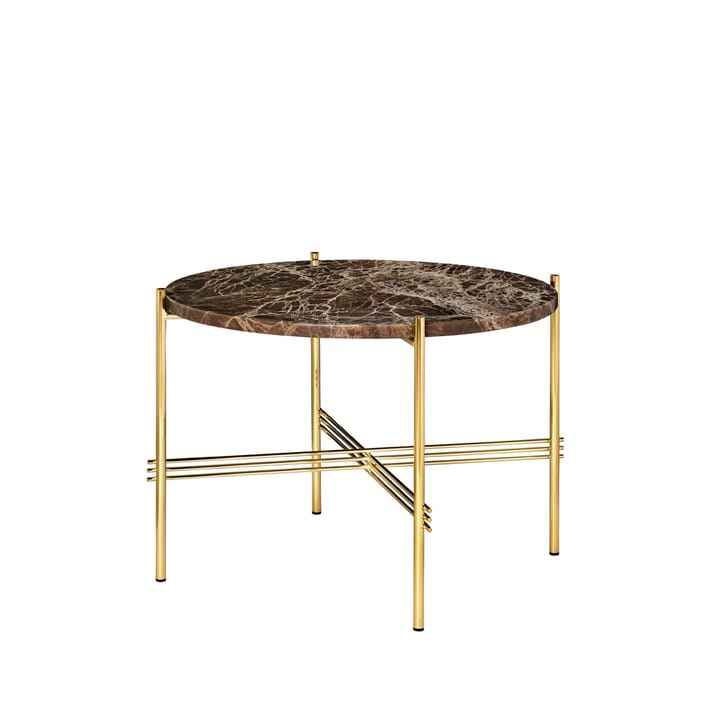 TS Round コーヒーテーブル - Brown emperador marble, ø55, brass stand - GUBI | グビ