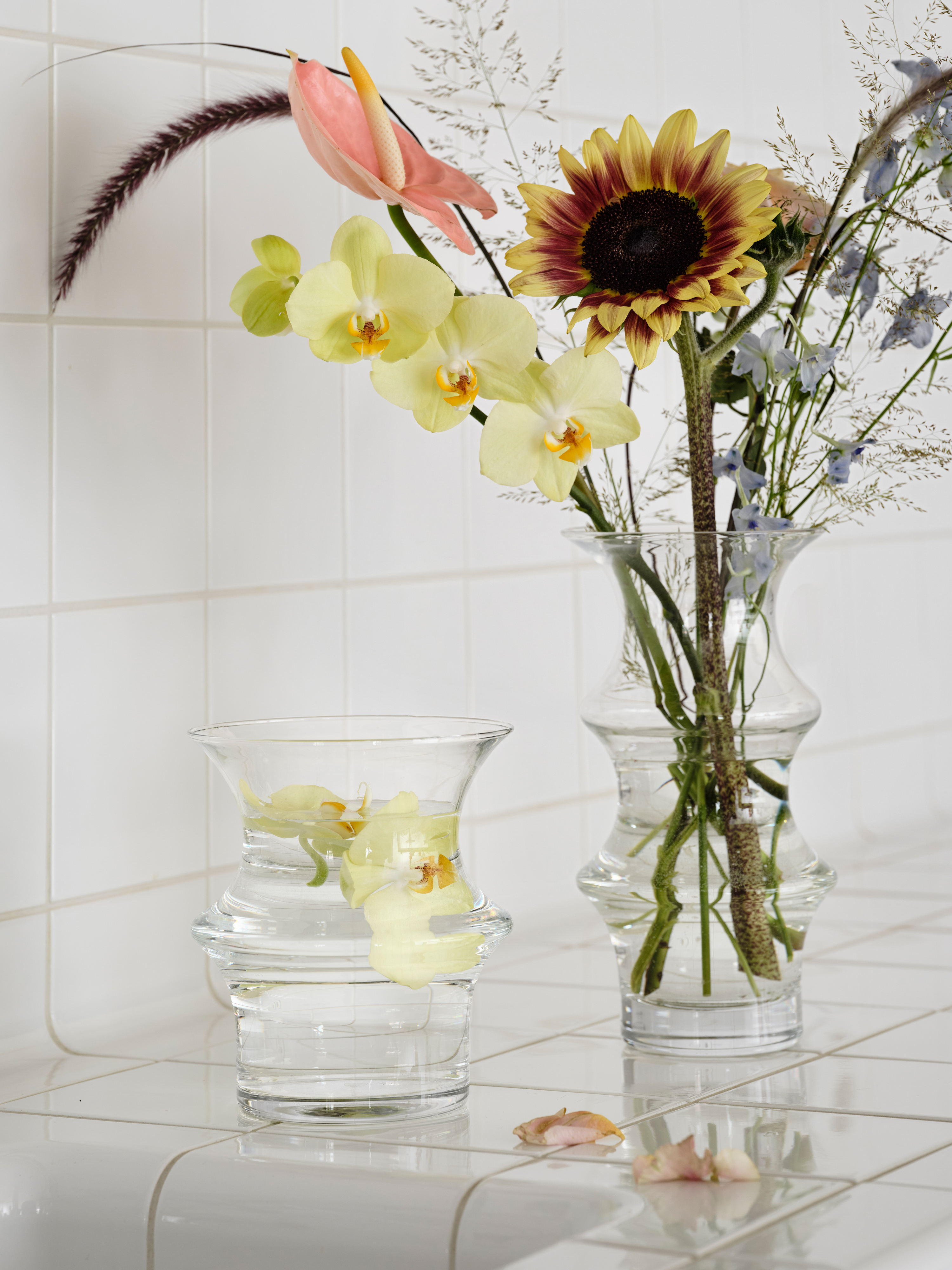 ◆ KOSTA BODA opalescent flower vase  ◆カラークリア×ライトブルー乳白