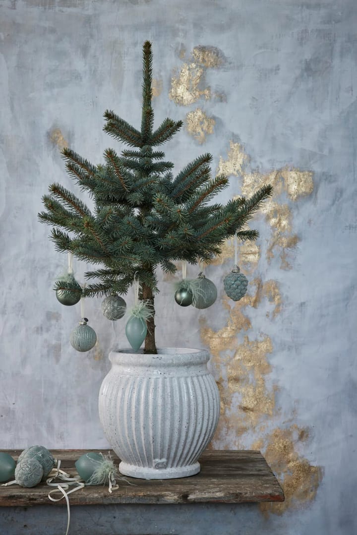 Norille クリスマスボール Ø9 cm - Dusty green ribbed - Lene Bjerre