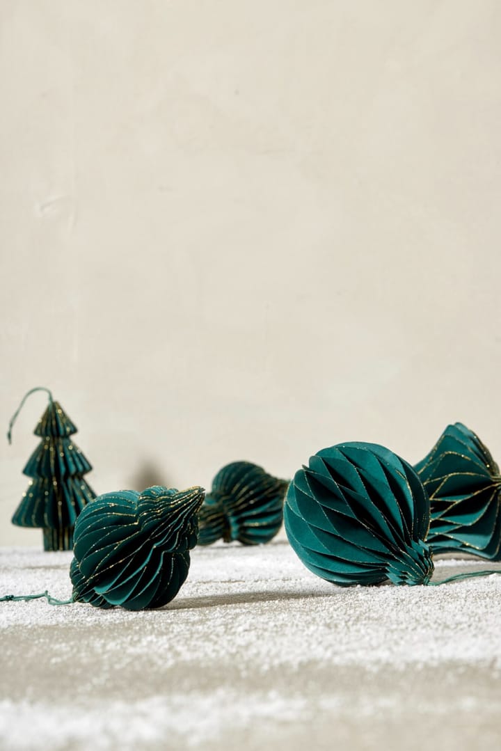 Pappia クリスマスオーナメント 12 cm - Dark green, elongated - Lene Bjerre