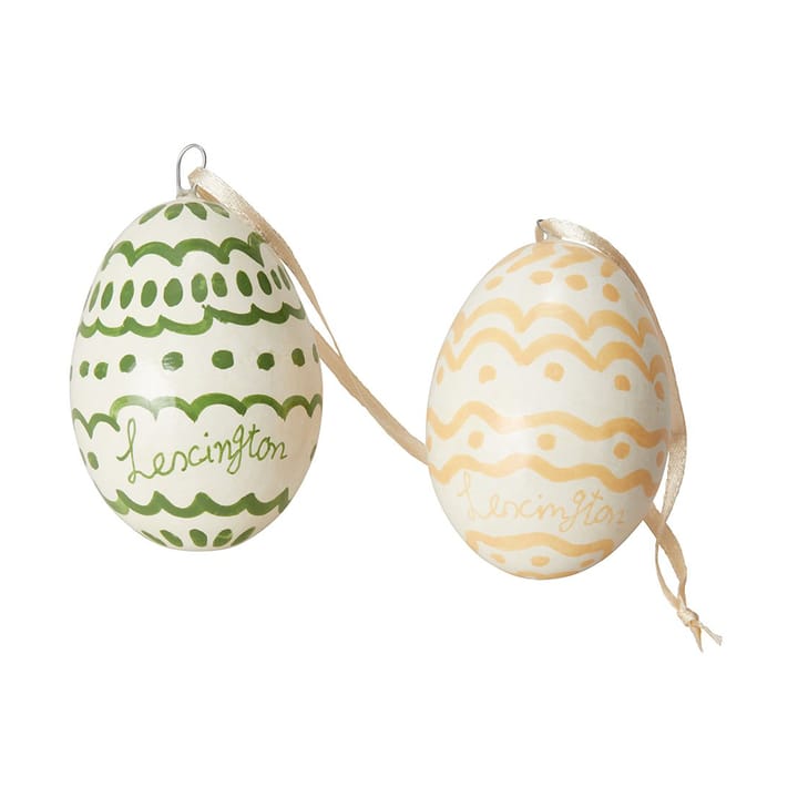 Easter Eggs in Papier Maché イースターオーナメント 2個セット - Green-yellow - Lexington | レキシントン