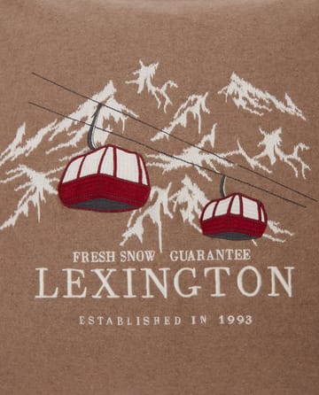 Fresh Snow Ski Lift ウールミックス ピローケース 50x50 cm - Beige-white-red - Lexington | レキシントン