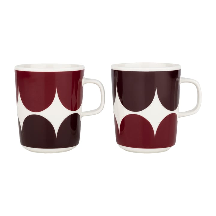 ハルカ マグカップ 25 cl 2個セット - white-dark wine-dark red - Marimekko | マリメッコ