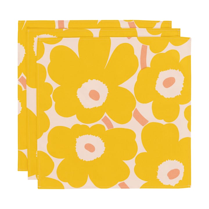 Pieni Unikko fabric ナプキン 43x43 cm 3枚セット - Cotton-yellow-pink - Marimekko | マリメッコ