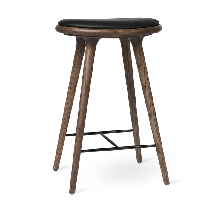 Mater ハイスツール バースツール low 69cm - leather black, brown stained beech stand - Mater