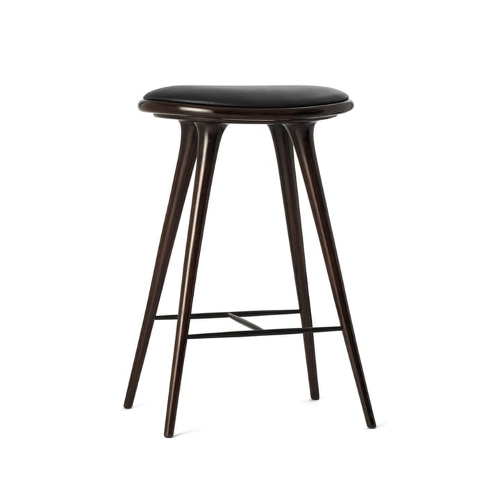 Mater ハイスツール バースツール low 69cm - leather black, brown stained beech stand - Mater