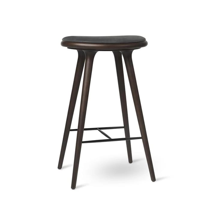 Mater ハイスツール バースツール low 69cm - leather black, brown stained beech stand - Mater