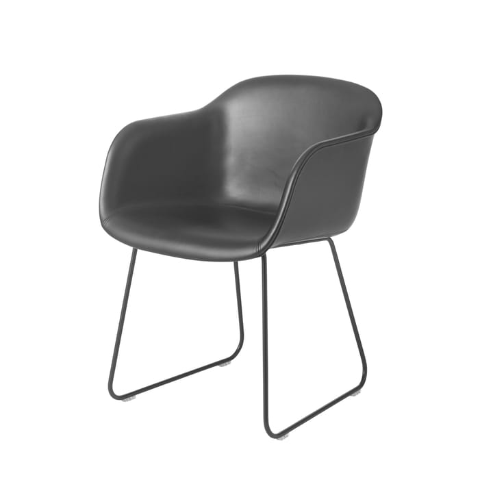 Fiber アームチェア スレッドベース - Refine leather black-black - Muuto | ムート