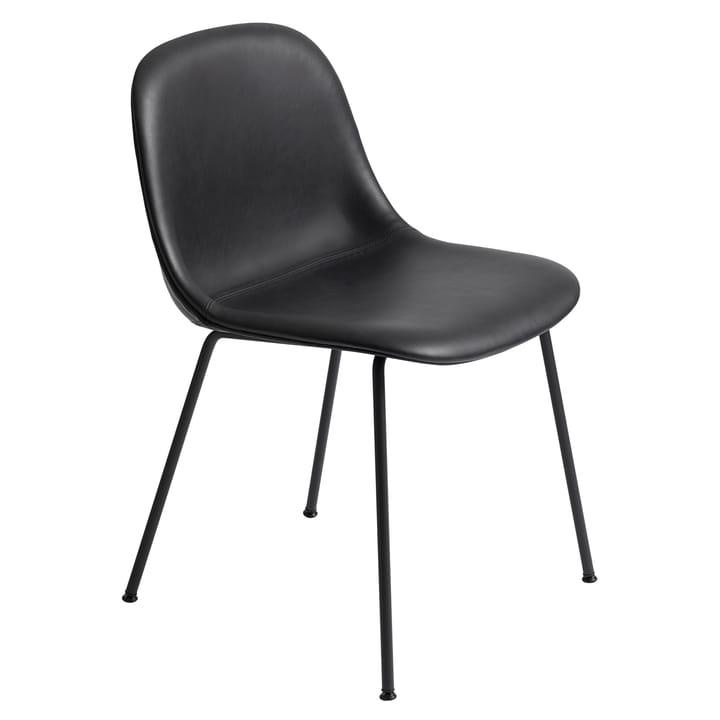 Fiber Side Chair with metal legs - Refine leather black-Black - Muuto | ムート