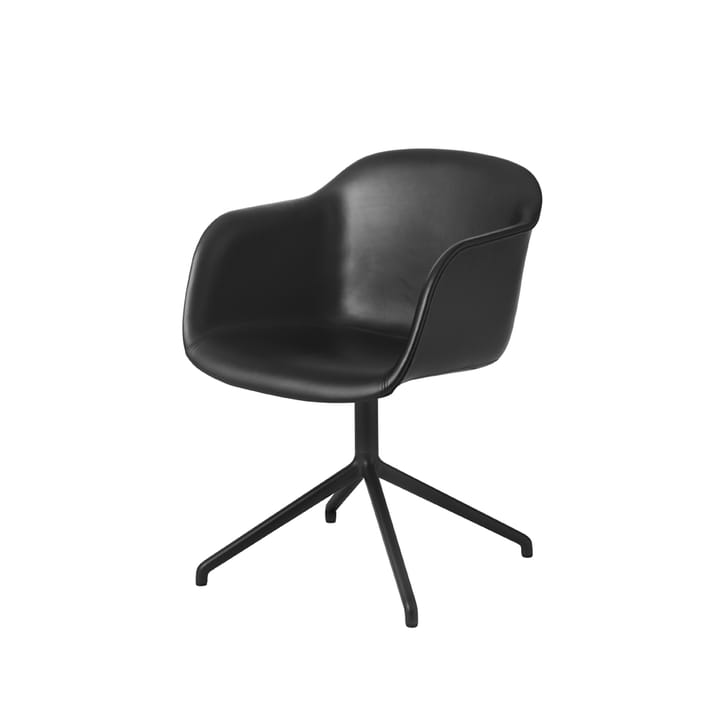 Fiber アームチェア オフィスチェア swivel base with return - Black leather-anthracite black - Muuto | ムート