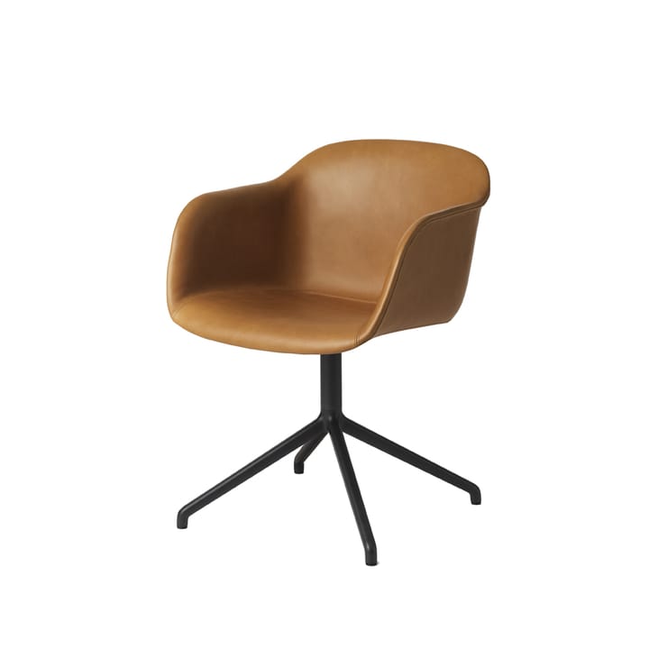 Fiber アームチェア オフィスチェア swivel base with return - Cognac leather-anthracite black - Muuto | ムート