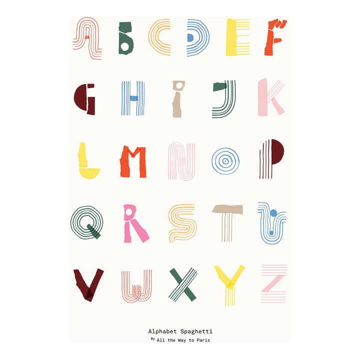 Alphabet Spaghetti ENG マルチカラーポスター, 50x70 cm Paper Collective | ペーパーコレクティブ