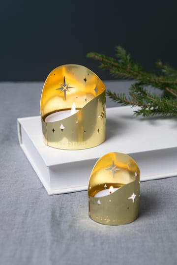 Northern star ティーライトホルダー Ø4.5 cm - Gold-plated metal - Pluto Design