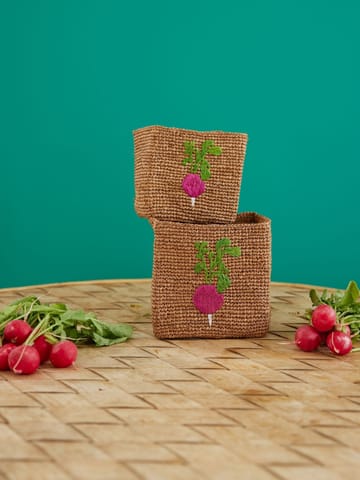 Rice Raffia 収納バスケット 2個セット - Radish Embroidery-Tea - RICE | ライス