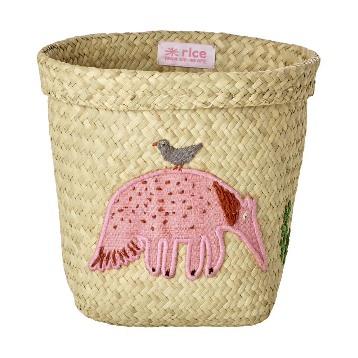 Rice Raffia 収納バスケット round 2個セット, Animal Embroidery-Pink-orange RICE | ライス