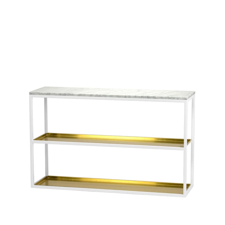 コンソール テーブル 11 - Marble white, white lacquered stand with shelf - Scherlin