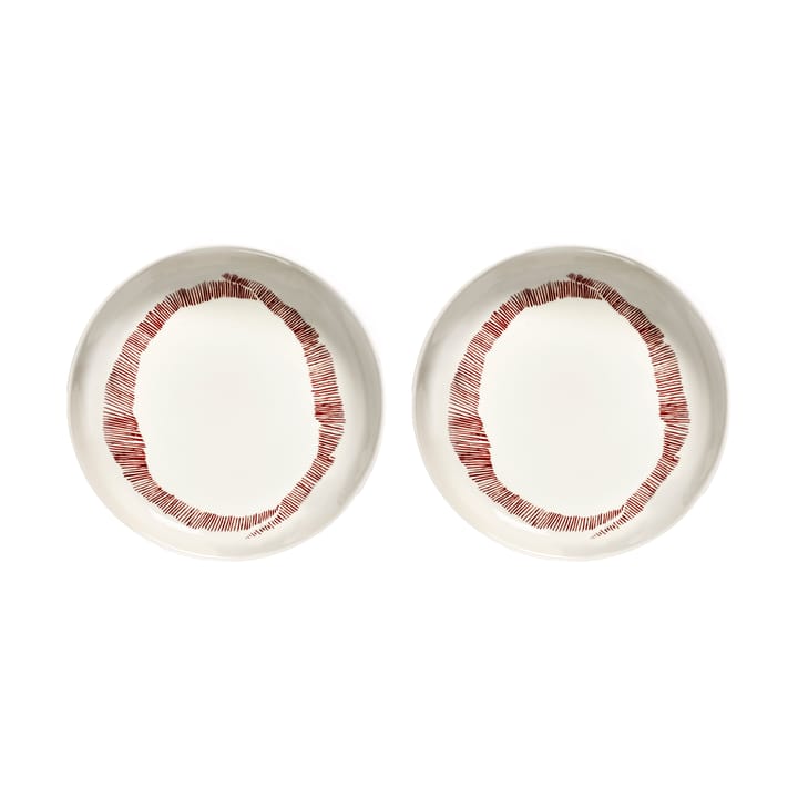 Ottolenghi Feast ディーププレート Ø22 cm 2枚セット - White stripes-red - Serax | セラックス