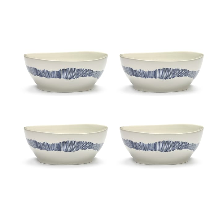 Ottolenghi Feast ボウル L Ø17 cm 4個セット - White-stripes blue - Serax | セラックス