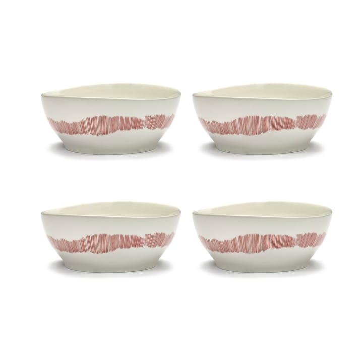 Ottolenghi Feast ボウル L Ø17 cm 4個セット - White stripes-red - Serax | セラックス