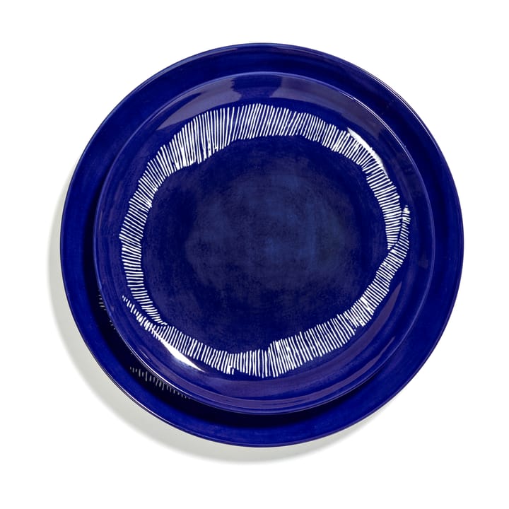 Ottolenghi Feast プレート M Ø22,5 cm 2枚 - Dark blue stripes-white - Serax | セラックス