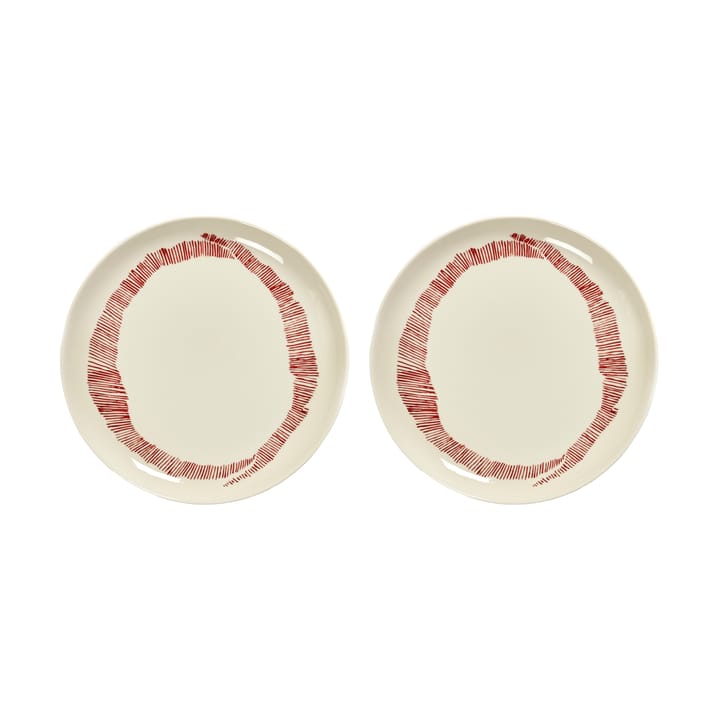 Ottolenghi Feast プレート M Ø22,5 cm 2枚 - White stripes-red - Serax | セラックス