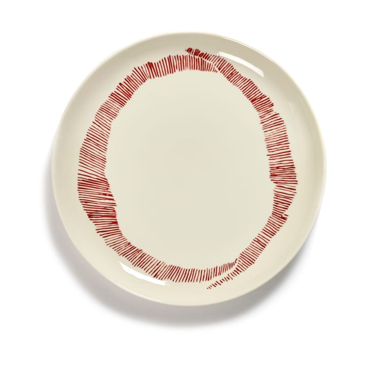 Ottolenghi Feast プレート M Ø22,5 cm 2枚 - White stripes-red - Serax | セラックス