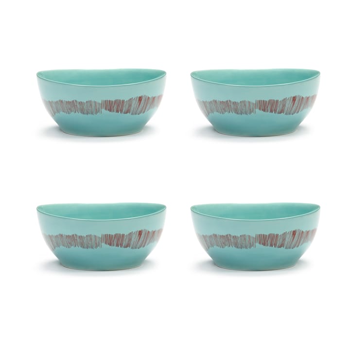 Ottolenghi Feast ボウル S Ø15 cm 4個セット - Azure stripes-red - Serax | セラックス