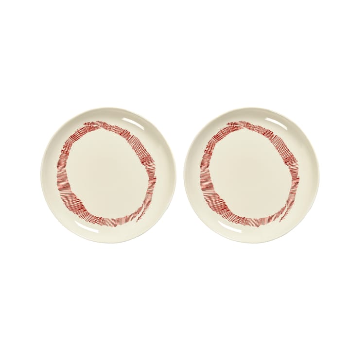 Ottolenghi Feast プレート S Ø19 cm 2枚セット - White stripes-red - Serax | セラックス