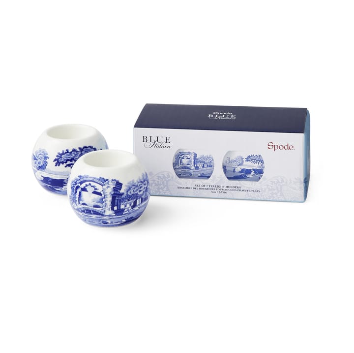 Blue Italian ティーライトホルダー 2個セット, Blue-white Spode | スポード