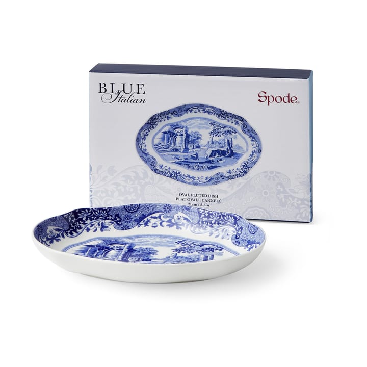 Blue Italian fat oval プレート 14x21 cm - Blue-white - Spode | スポード