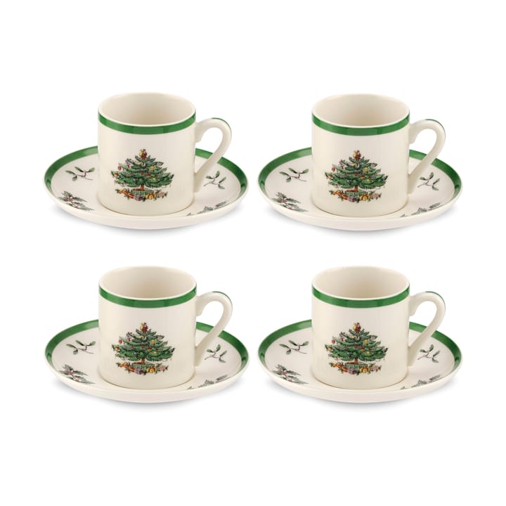 Christmas Tree エスプレッソカップ ＆ソーサー 9 cl 4パック - White-green-red - Spode | スポード