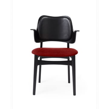 Gesture チェア, 布張りシート&バック - Fabric brick red, leather backrest, black lacquered beech legs - Warm Nordic