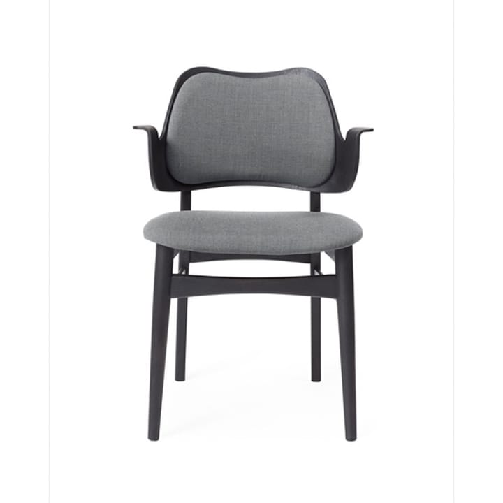 Gesture チェア, 布張りシート&バック - Fabric canvas 134 grey melange, black lacquered beech legs, upholstered seat, upholstered back - Warm Nordic