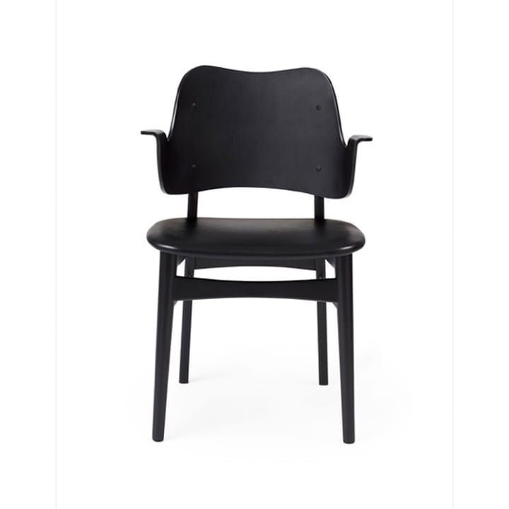 Gesture チェア, 布張りシート - Leather prescott 207 black, black lacquered beech legs, upholstered seat - Warm Nordic