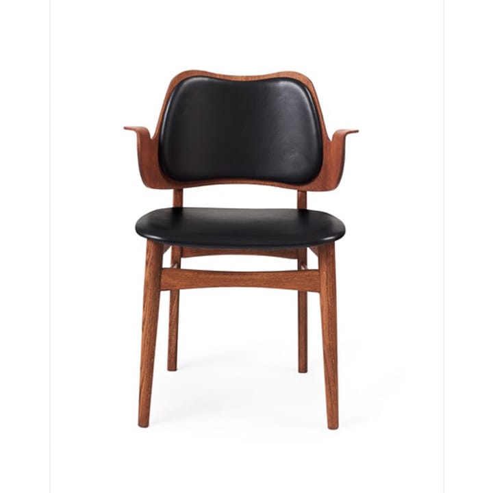 Gesture チェア, 布張りシート&バック - Leather prescott 207 black, oiled teak oak legs, upholstered seat, upholstered back - Warm Nordic