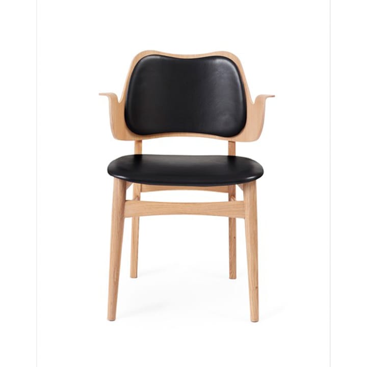 Gesture チェア, 布張りシート&バック - Leather prescott 207 black, white oiled oak legs, upholstered seat, upholstered back - Warm Nordic