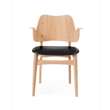 Gesture チェア, 布張りシート - Leather prescott 207 black, white oiled oak legs, upholstered seat - Warm Nordic